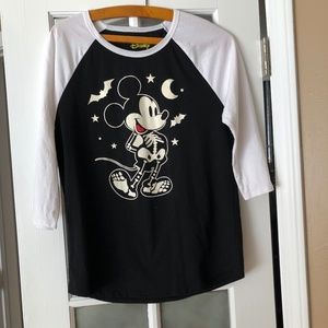 Disney Mickey Mouse Skeleton Halloween Baseball Shirt